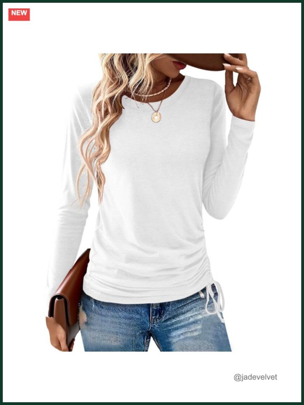 Womens Long Sleeve Crewneck Tee Casual Fall Top